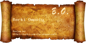 Berki Ompoly névjegykártya